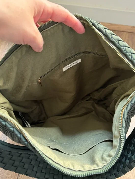 Anthropologie Woven Shoulder Handbag - Dark Green - Picture 4 of 5